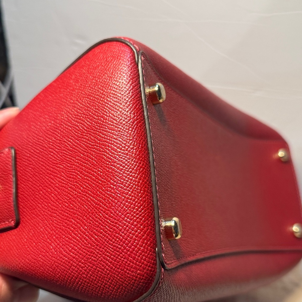 Coach Red Leather Dome Satchel with Gold Hardware Rowan 79946 with strap - Picture 9 of 14